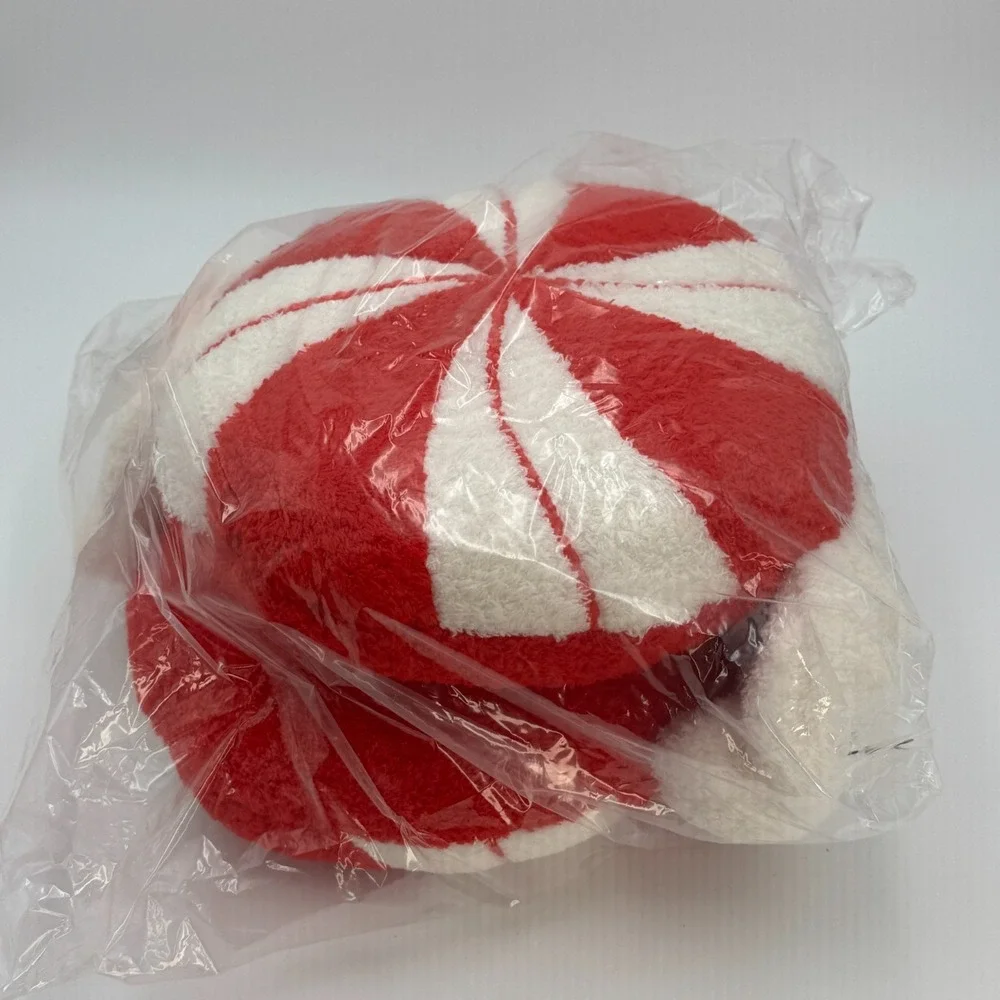 Peppermint Candy Plush Pillow Set of 2 Christmas Decor Soft Cushion NEW‎